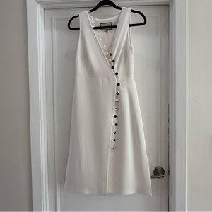 Alexis Asymmetrical White Dress with Button Detail